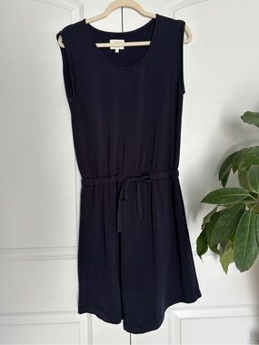 Lou & Grey Signature Soft Sleeveless Navy Blue Drawstring Dress - Size Small